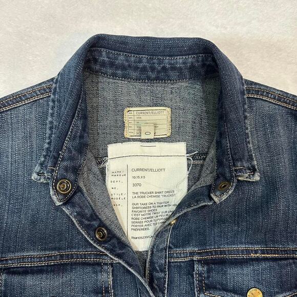Retro Jean Moto Dress Current/Elliott ‘The Trucker Shirt Dress’ - Picture 3 of 6